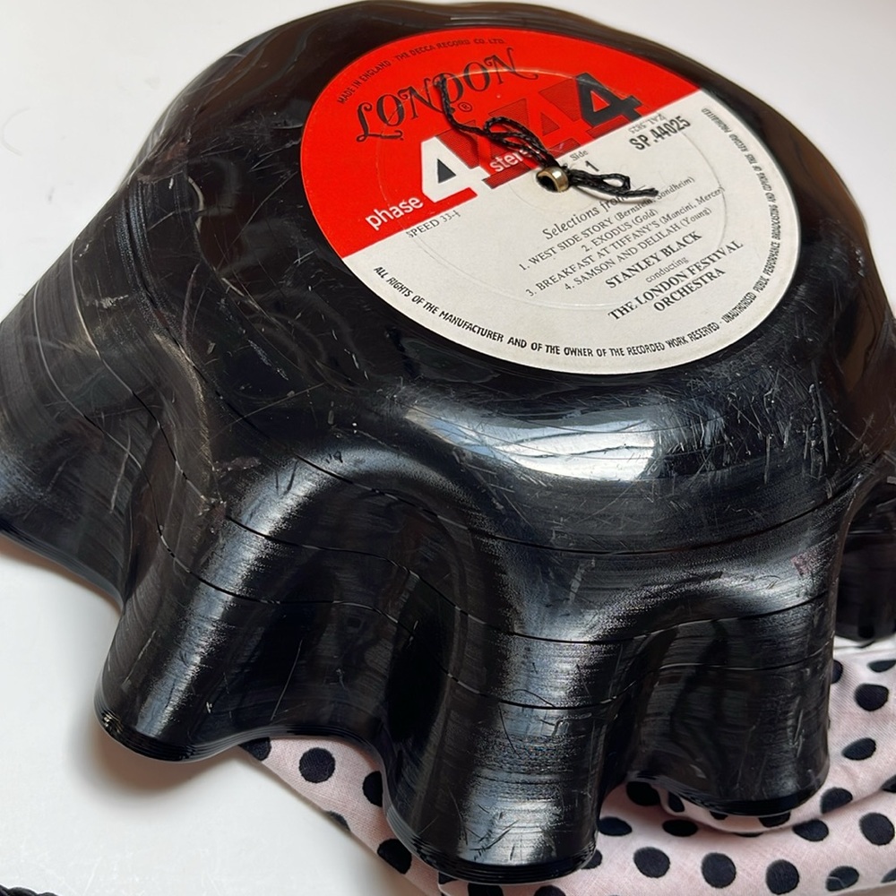 Melted Record Drawstring Polka Dot bag: LONDON Festival Orchestra - RARE Vintage - Picture 8 of 9